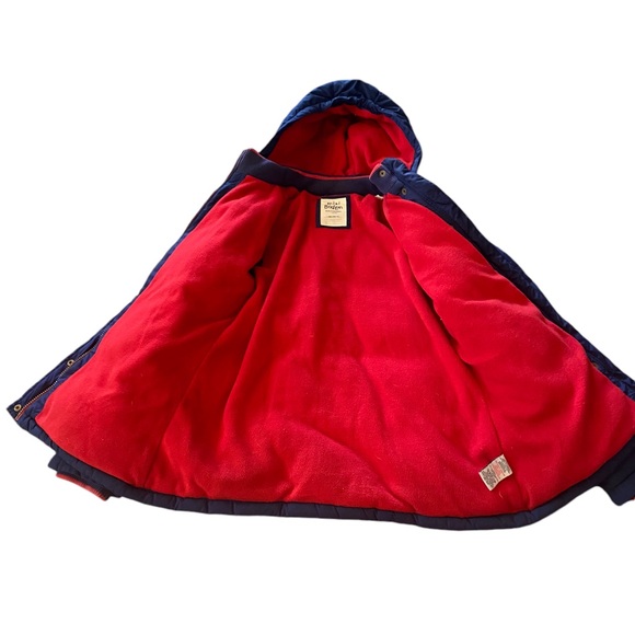 Mini Boden Navy Puffer Jacket Red Fleece Lining 13/14Y - Picture 2 of 5